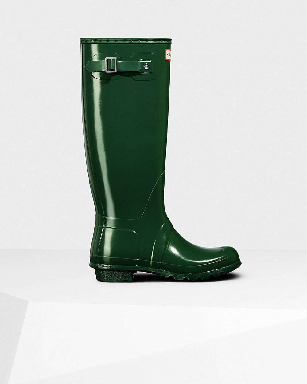 Womens Hunter Tall Rain Boots Green - Original Gloss - 5873619-WO